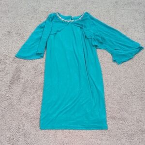 Joseph Ribkoff Turquoise Dress with Crystal Detailing